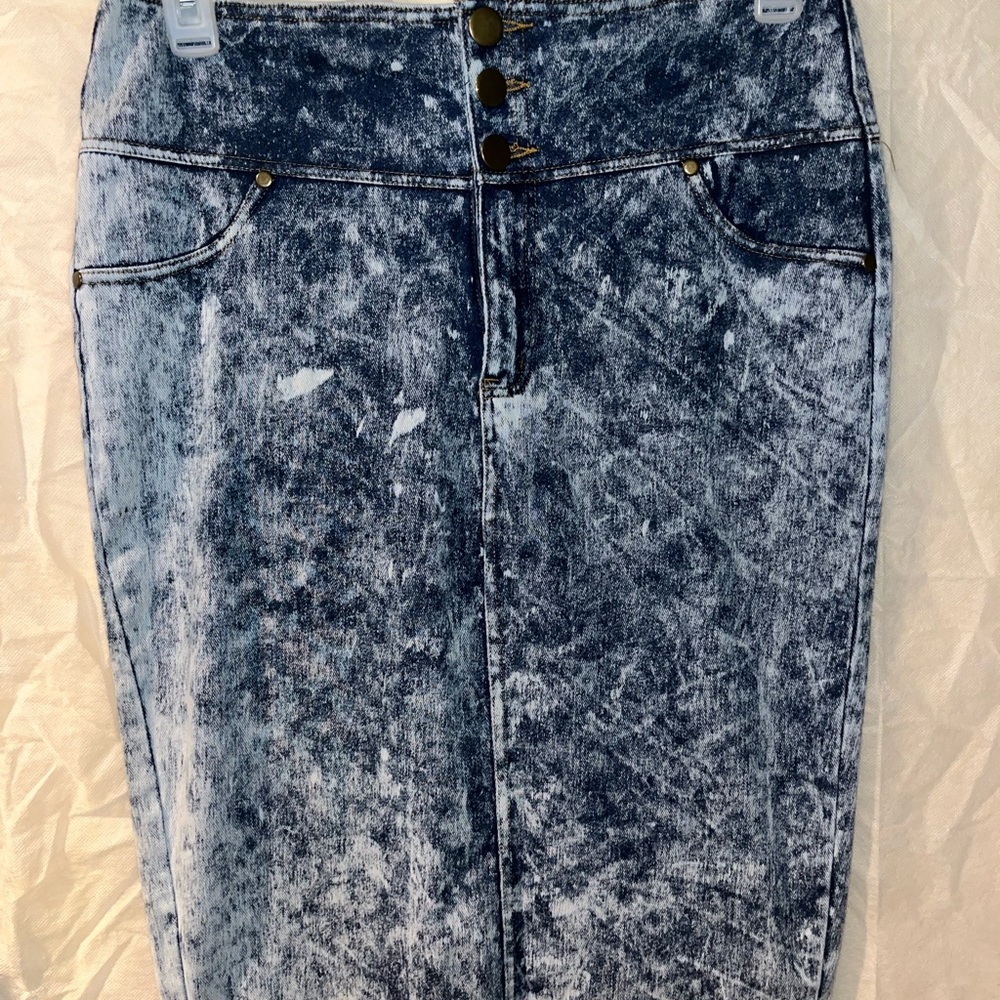 Acid Wash Denim Skirt